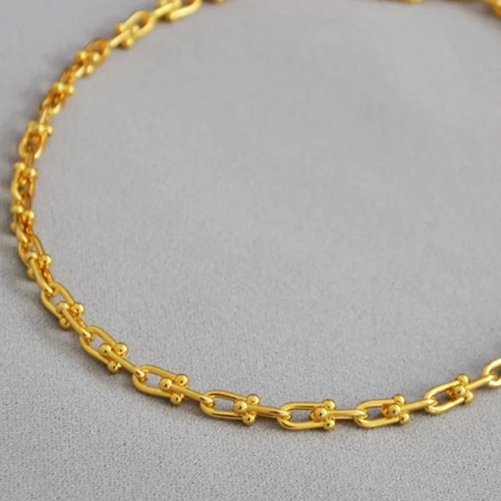 18KGF Gold U Link Necklace - Picture 2 of 5